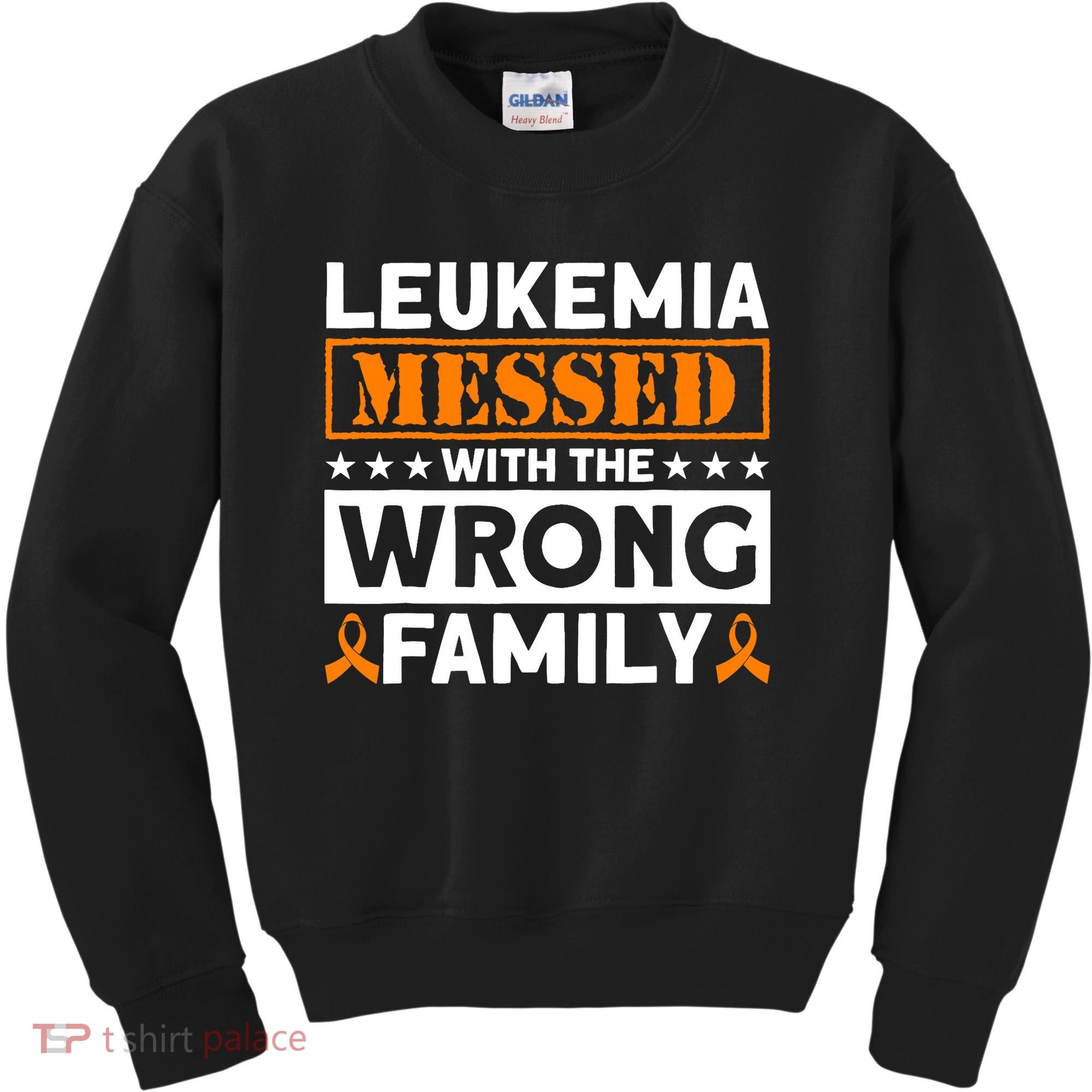 Leukemia Messed With The Wrong Family Leukemia Awareness Kids Sweatshirt