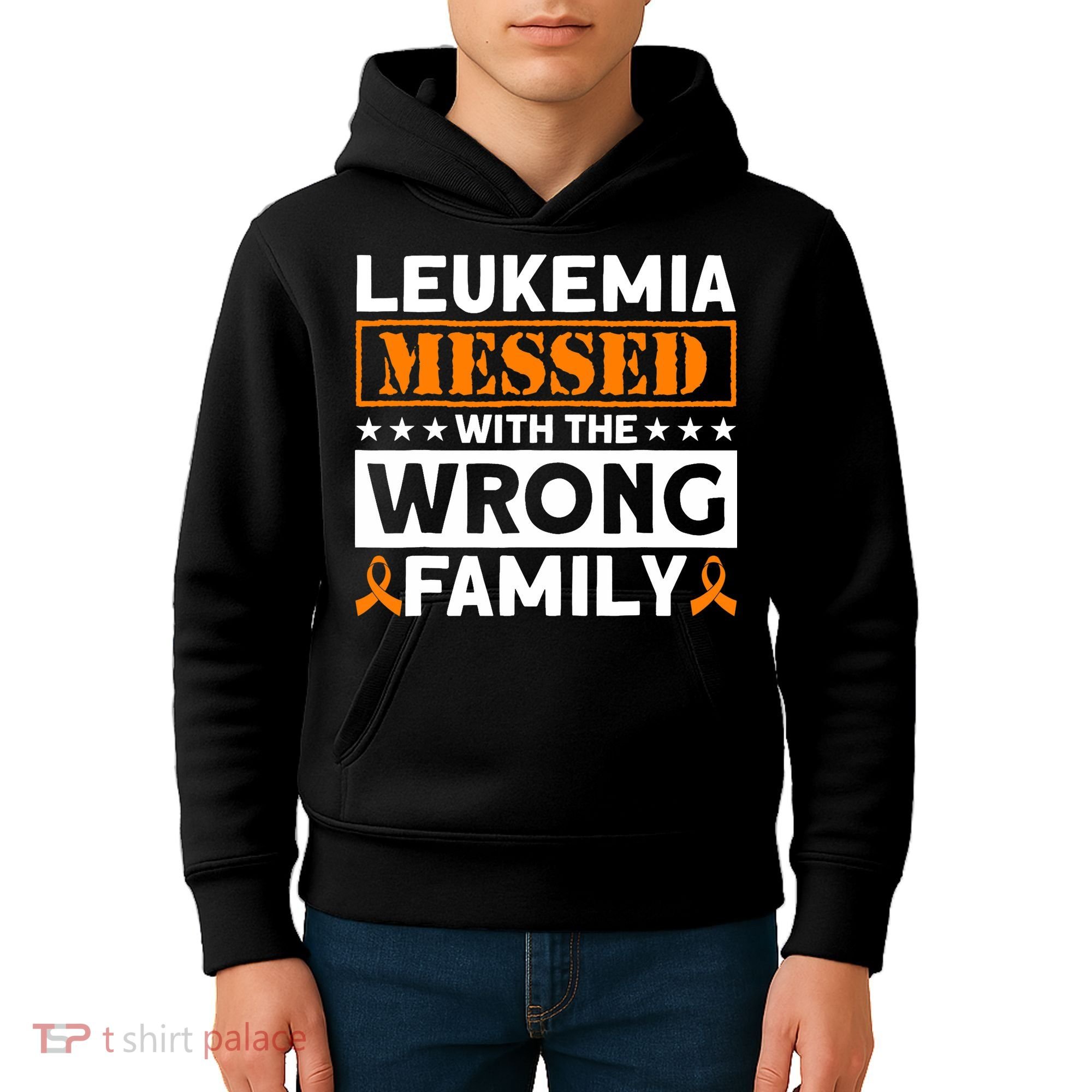 Leukemia Messed With The Wrong Family Leukemia Awareness Kids Hoodie