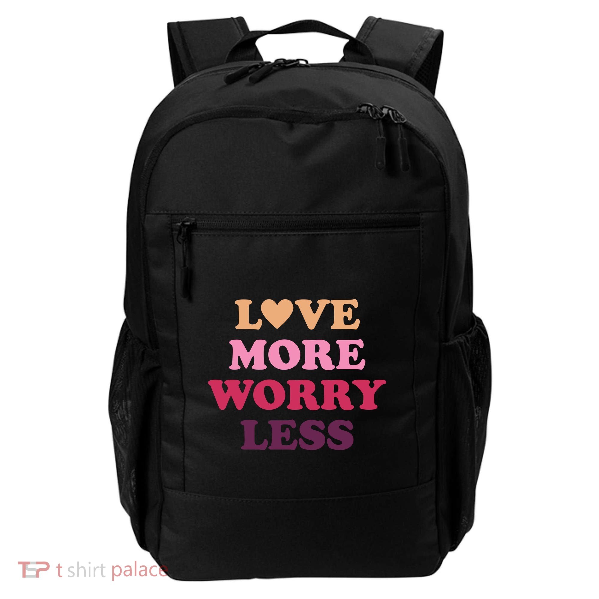 Love More Worry Less Inspiring Quote Backpack
