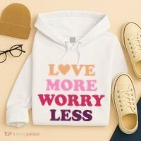 Love More Worry Less Inspiring Quote Hoodie thumb 4