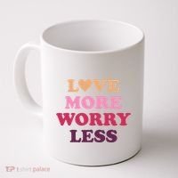 Love More Worry Less Inspiring Quote Coffee Mug thumb 0