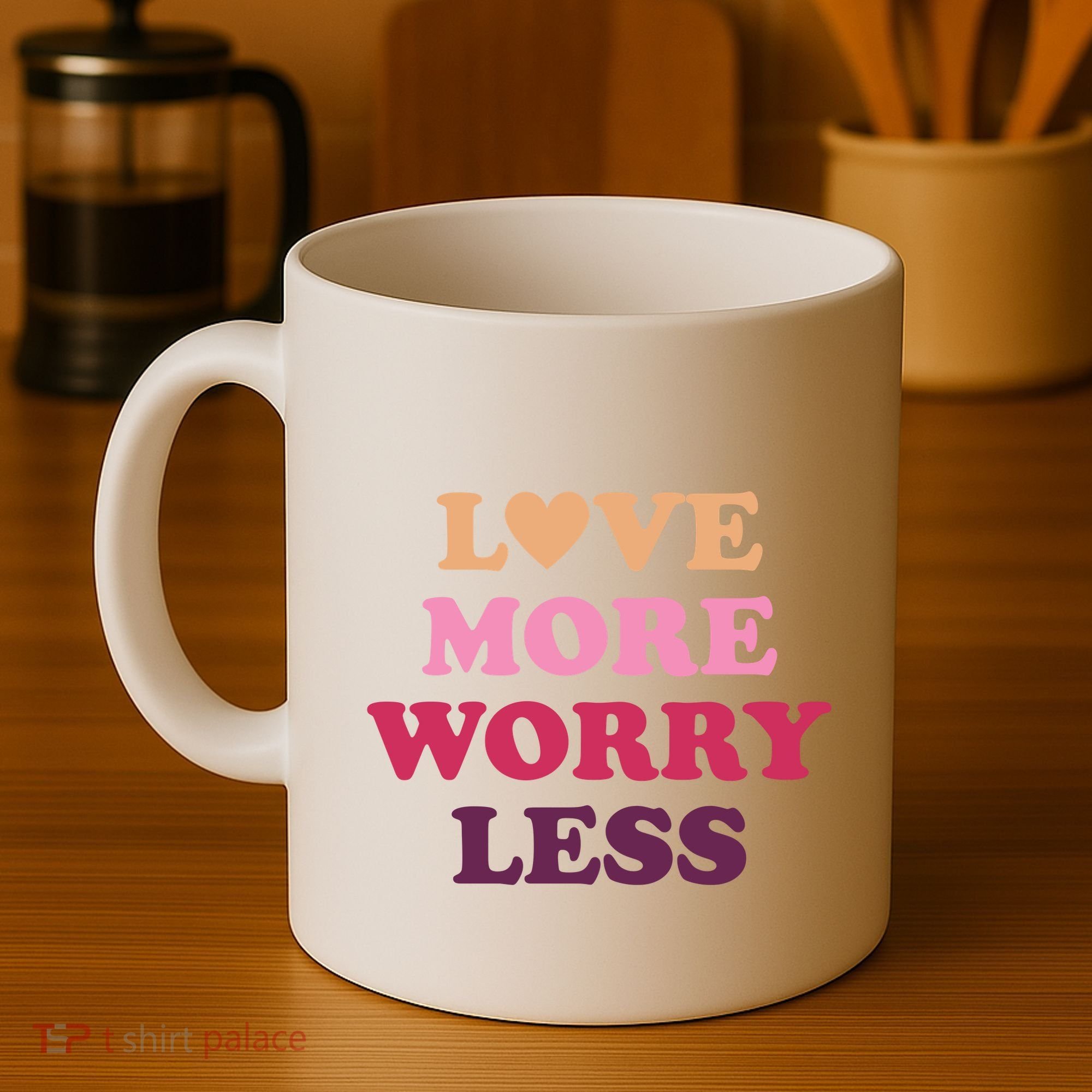 Love More Worry Less Inspiring Quote Coffee Mug