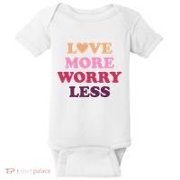 Love More Worry Less Inspiring Quote Baby Bodysuit thumb 0