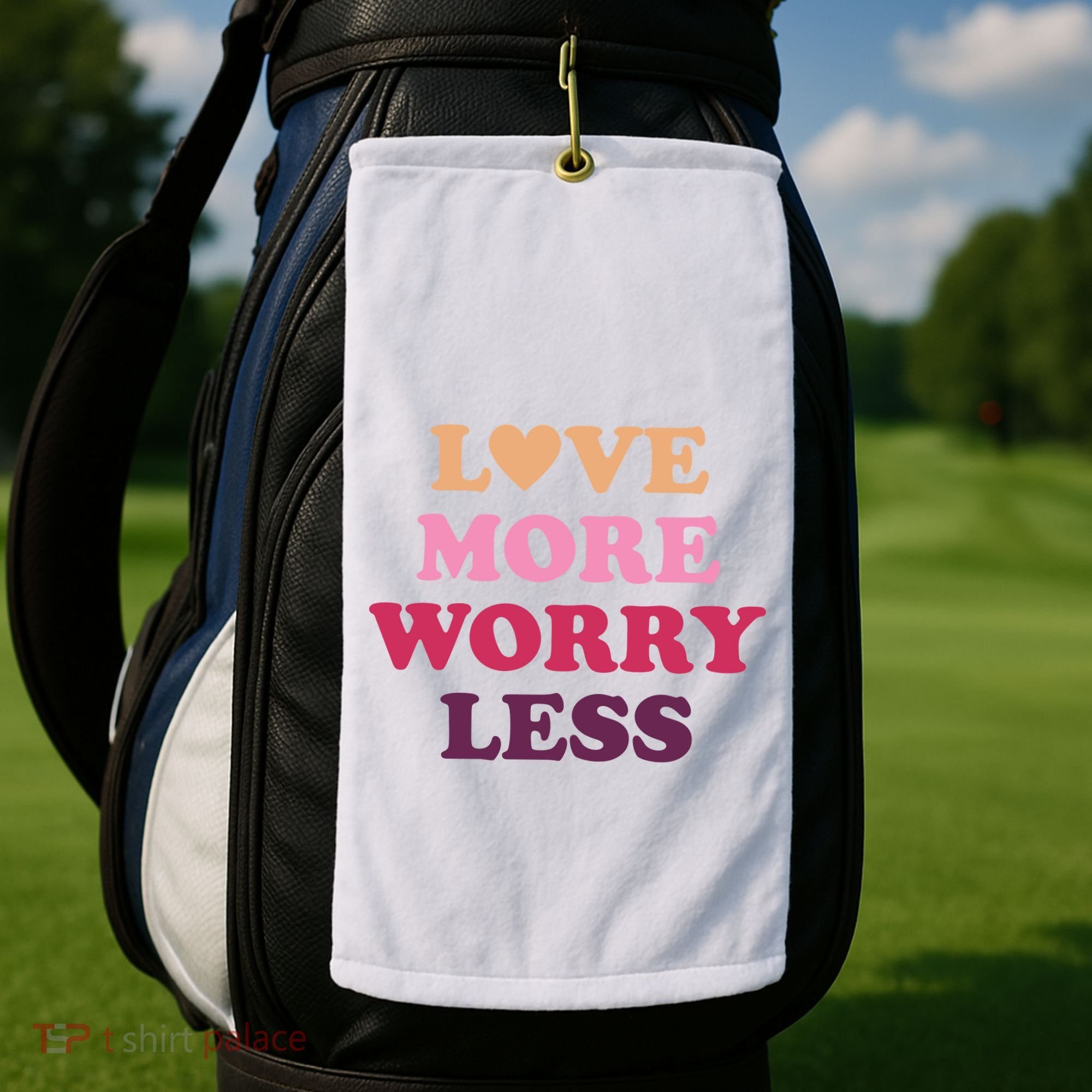 Love More Worry Less Inspiring Quote Golf Towel