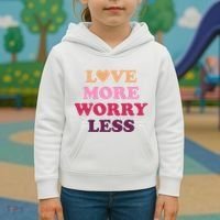 Love More Worry Less Inspiring Quote Kids Hoodie thumb 3
