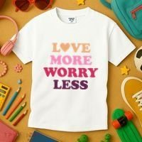 Love More Worry Less Inspiring Quote Kids T-Shirt thumb 3