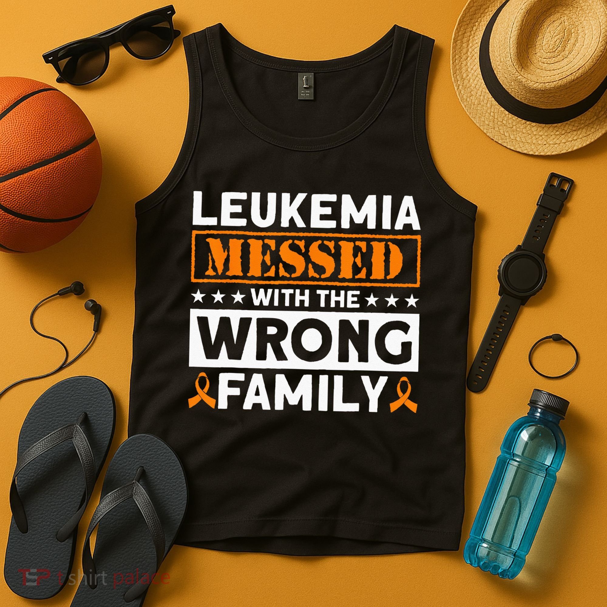 Leukemia Messed With The Wrong Family Leukemia Awareness Tank Top