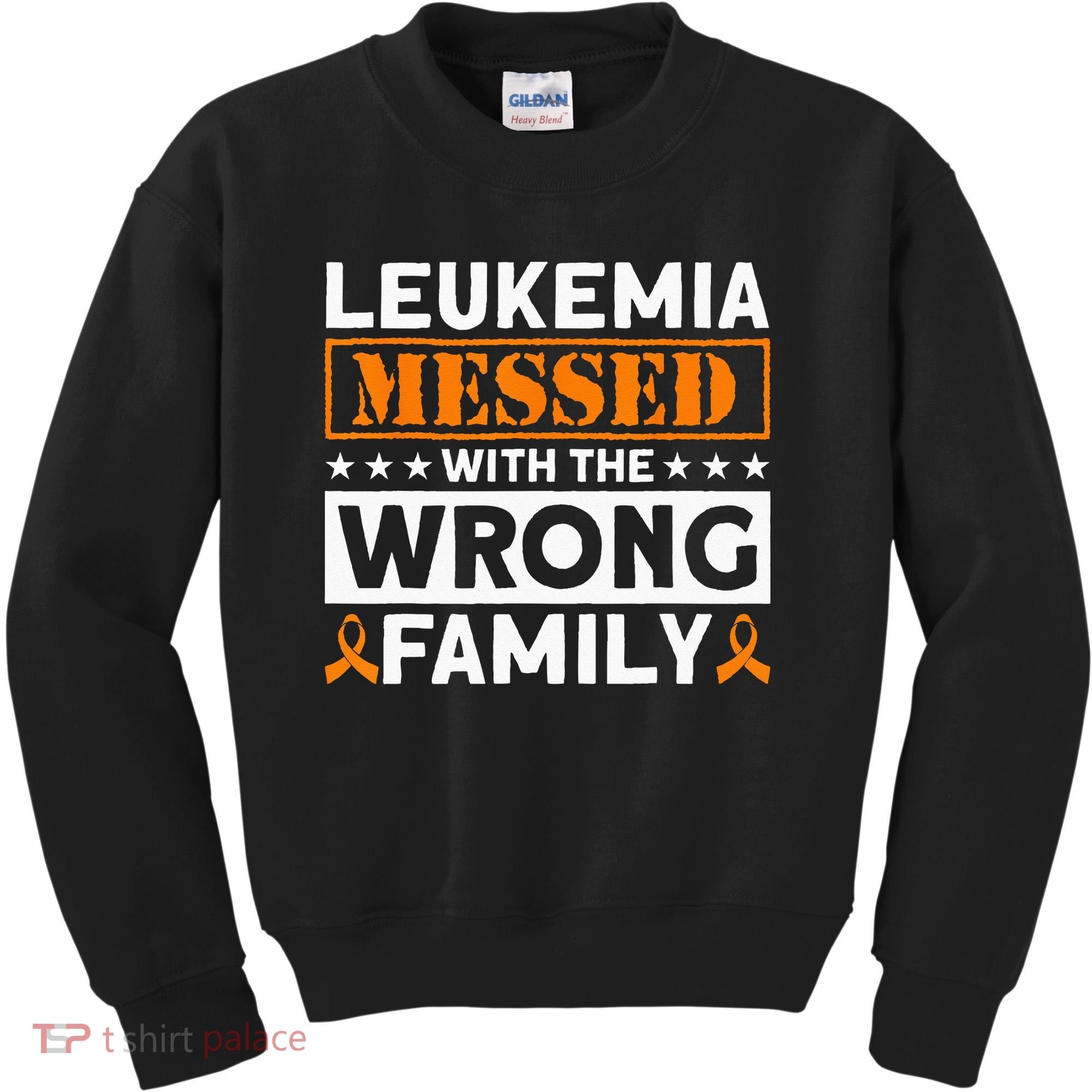 Leukemia Messed With The Wrong Family Leukemia Awareness Kids Sweatshirt