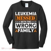 Leukemia Messed With The Wrong Family Leukemia Awareness Kids Long Sleeve Shirt thumb 0
