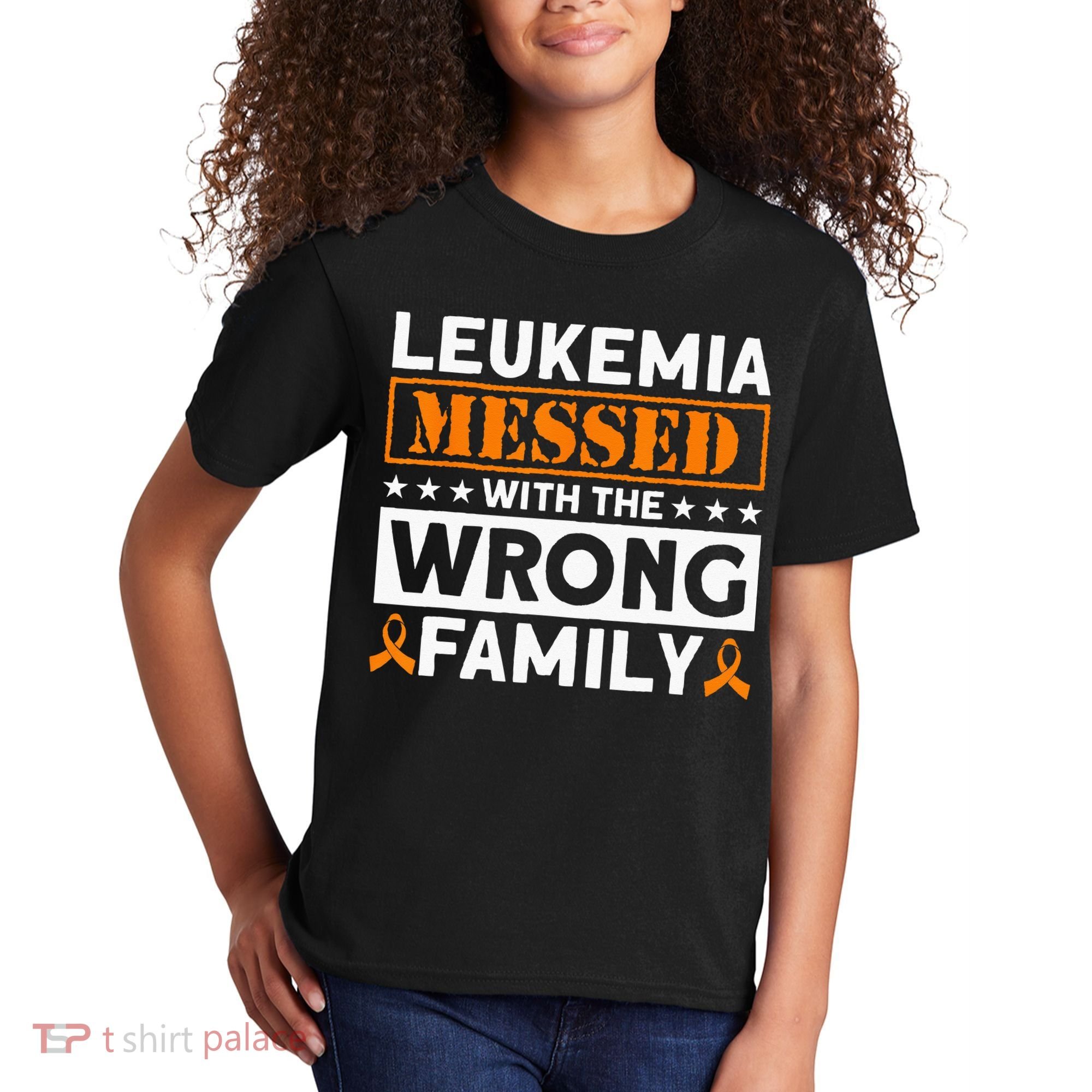 Leukemia Messed With The Wrong Family Leukemia Awareness Kids T-Shirt