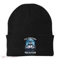 Literally Me Wolf Alpha Male Alpha Wolf I'll Protect You Kitten No Matter What  Beanie thumb 0