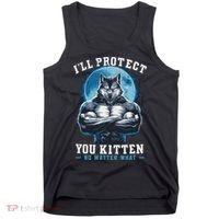 Literally Me Wolf Alpha Male Alpha Wolf I'll Protect You Kitten No Matter What  Tank Top thumb 0