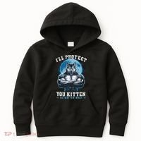 Literally Me Wolf Alpha Male Alpha Wolf I'll Protect You Kitten No Matter What  Kids Hoodie thumb 0