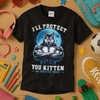 Literally Me Wolf Alpha Male Alpha Wolf I'll Protect You Kitten No Matter What  Kids T-Shirt thumb 3
