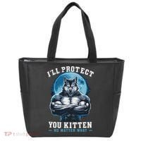 Literally Me Wolf Alpha Male Alpha Wolf I'll Protect You Kitten No Matter What  Tote Bag thumb 0