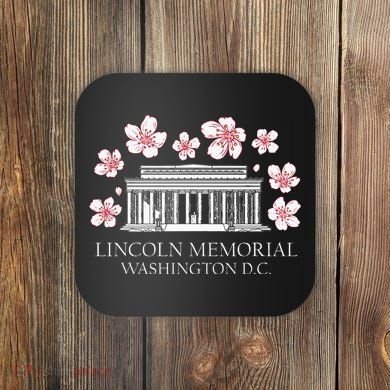 Lincoln Memorial Washington Dc Monut Cherry Blossoms Coaster