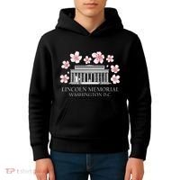 Lincoln Memorial Washington Dc Monut Cherry Blossoms Kids Hoodie thumb 4