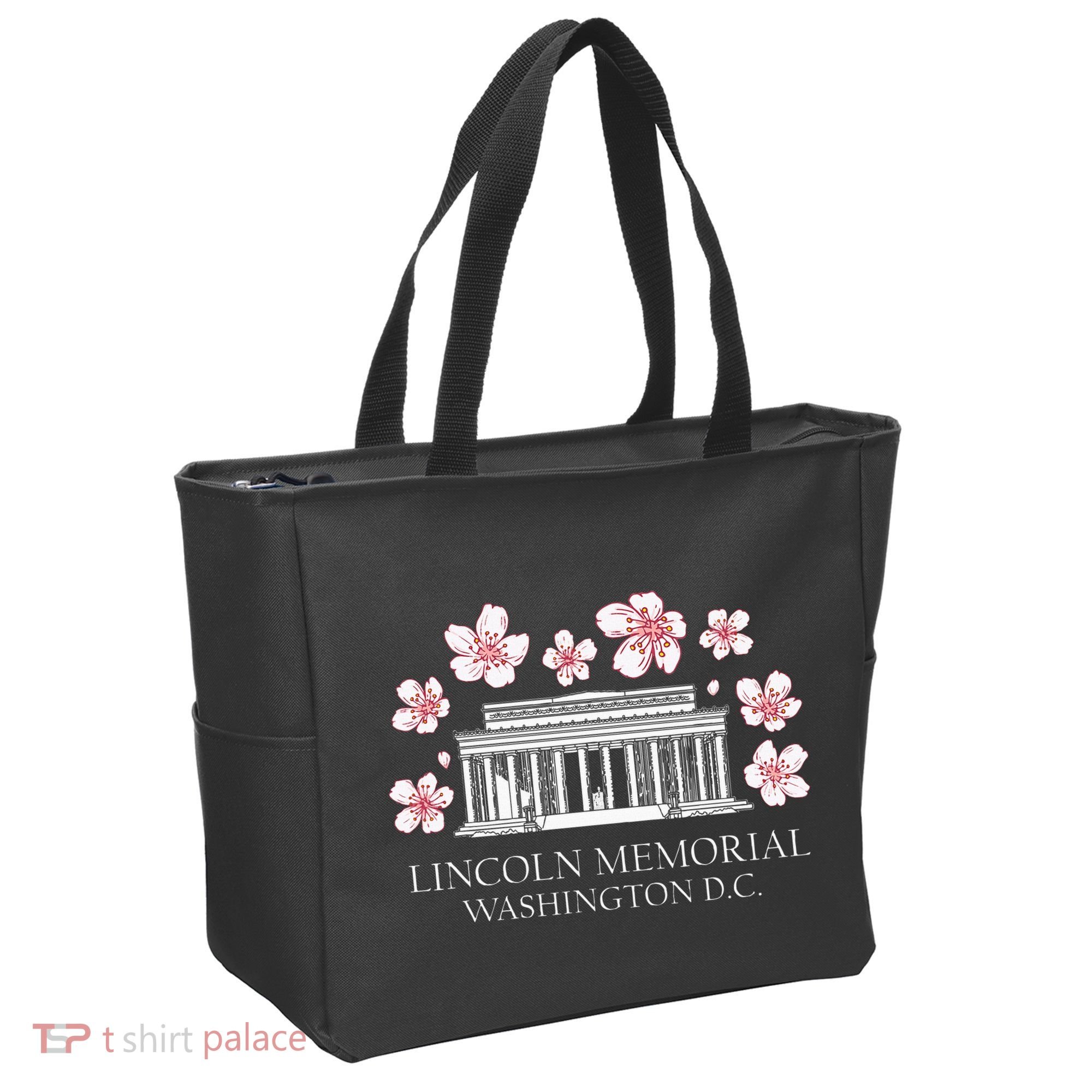 Lincoln Memorial Washington Dc Monut Cherry Blossoms Tote Bag