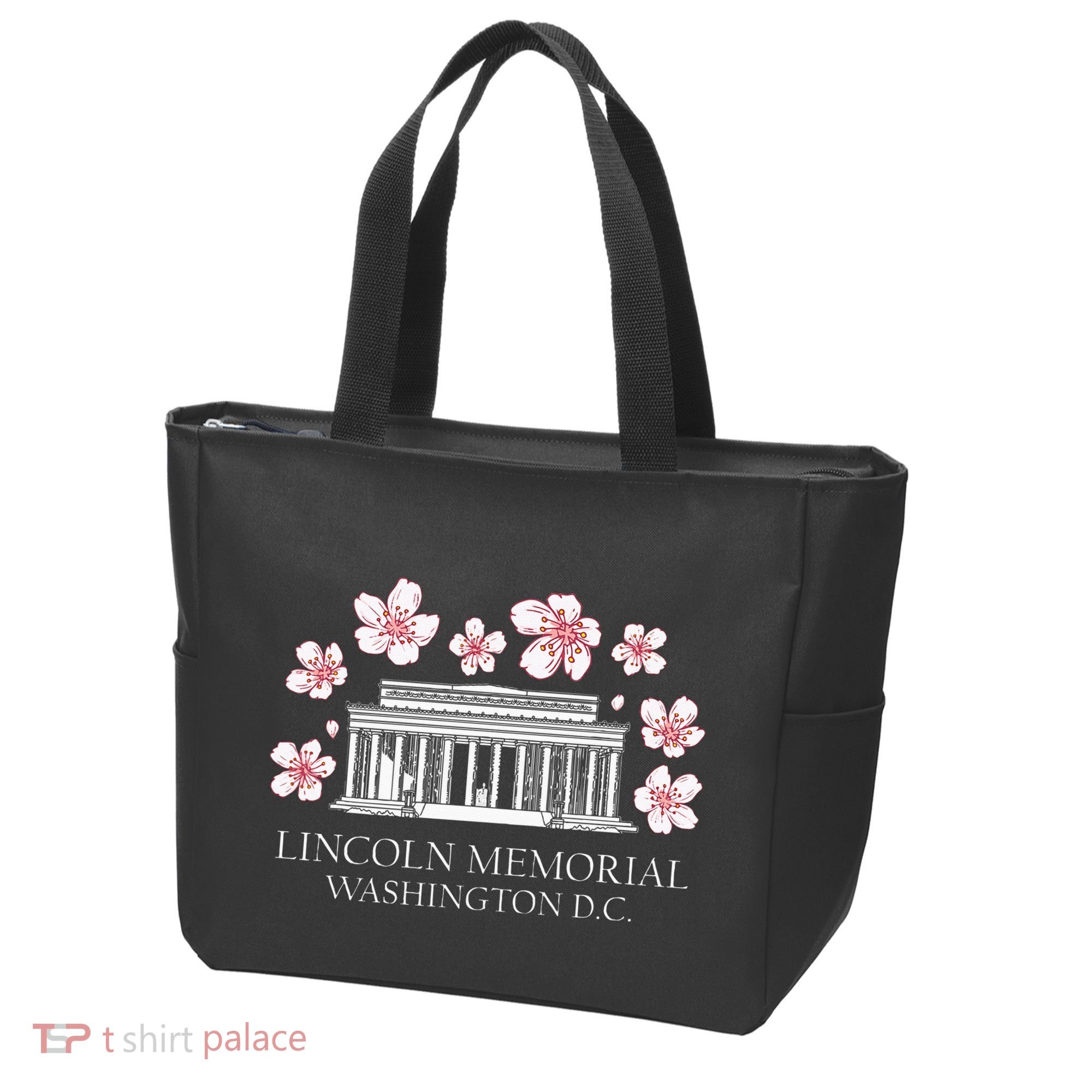 Lincoln Memorial Washington Dc Monut Cherry Blossoms Tote Bag