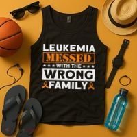 Leukemia Messed With The Wrong Family Leukemia Awareness Tank Top thumb 4
