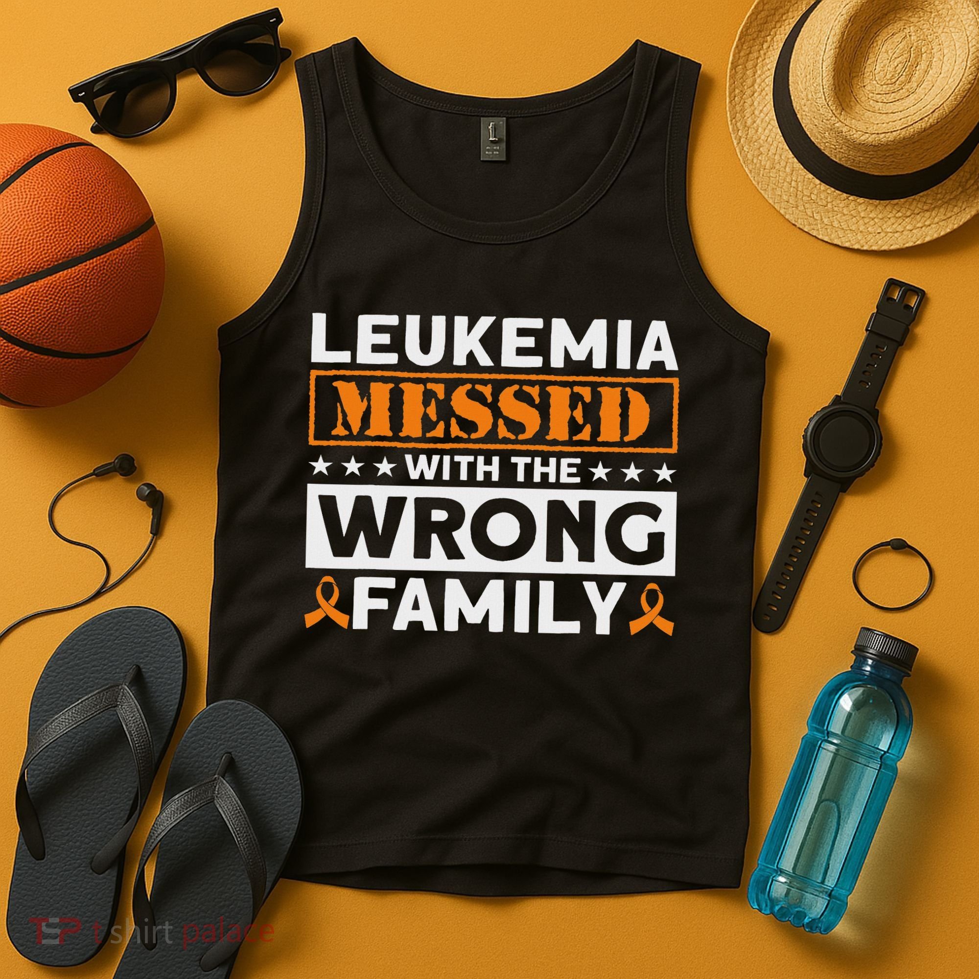 Leukemia Messed With The Wrong Family Leukemia Awareness Tank Top