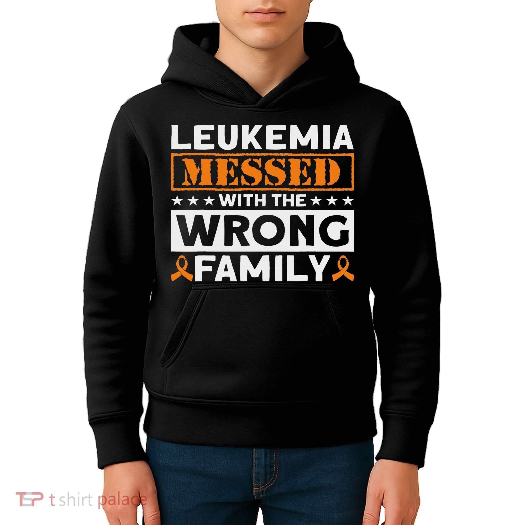 Leukemia Messed With The Wrong Family Leukemia Awareness Kids Hoodie
