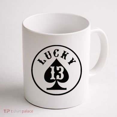 Lucky Number 13 Card Game Coffee Mug back
