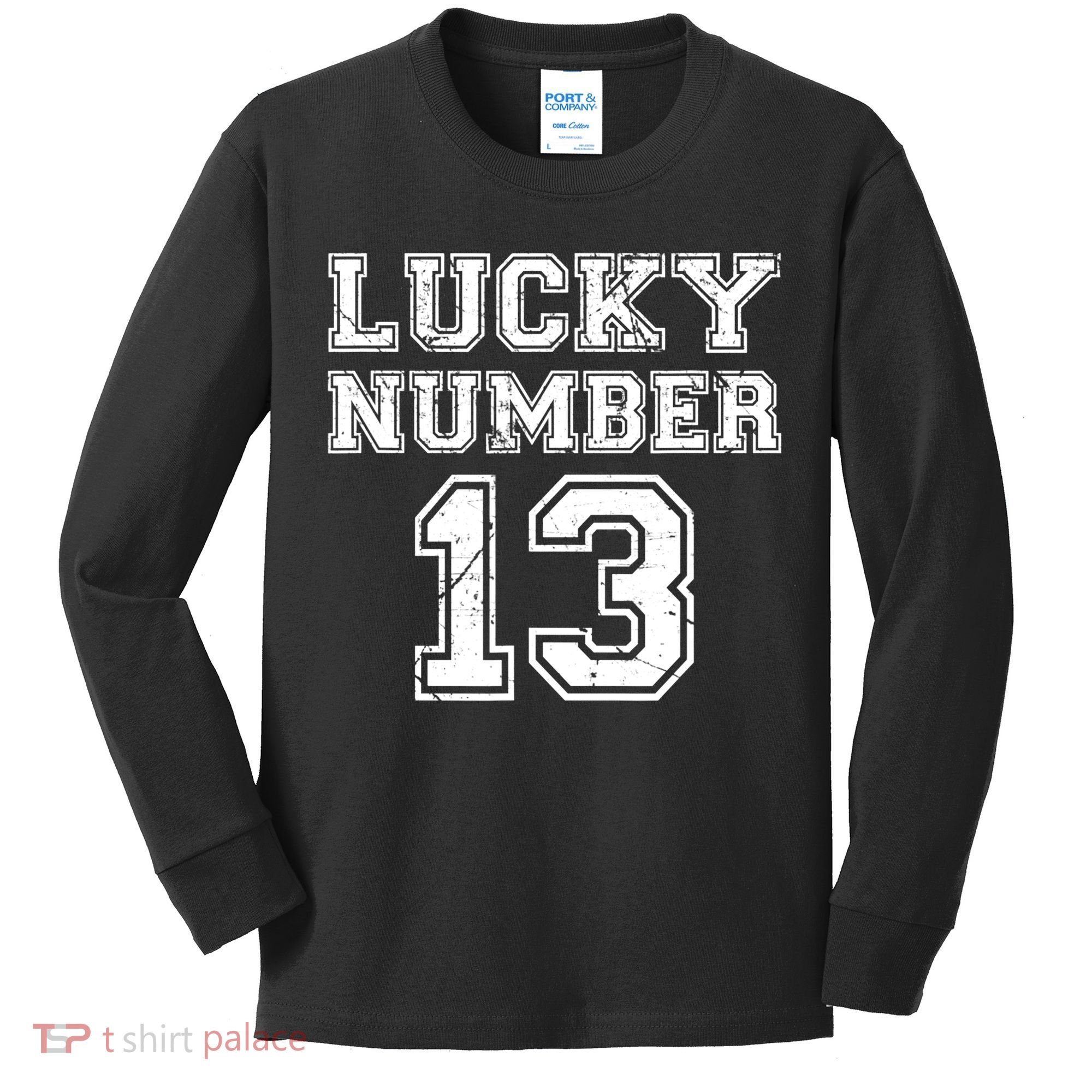 Lucky Number 13 TShirt Kids Long Sleeve Shirt