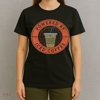 Lisa Norris Artworks Cute Powered By Iced Coffee  T-Shirt thumb 4