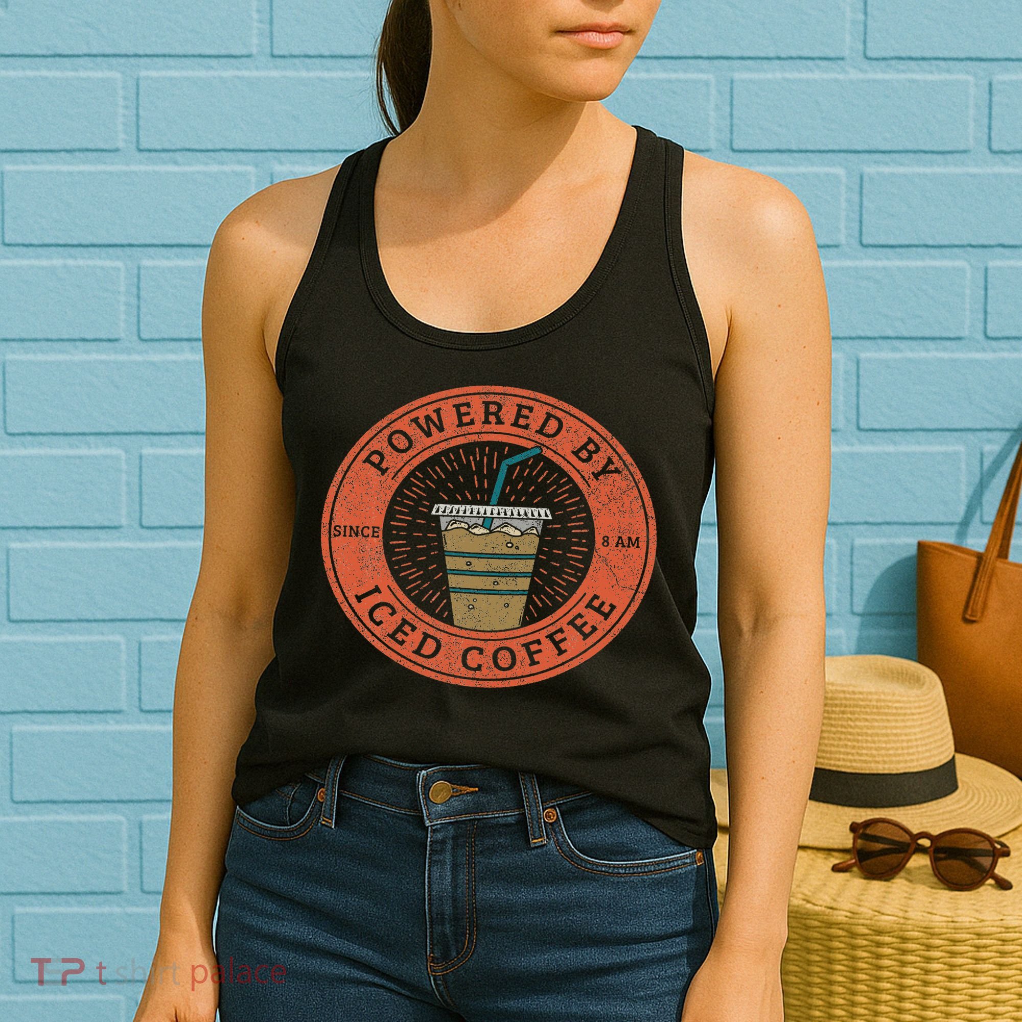 Lisa Norris Artworks Cute Powered By Iced Coffee  Women's Tank Top