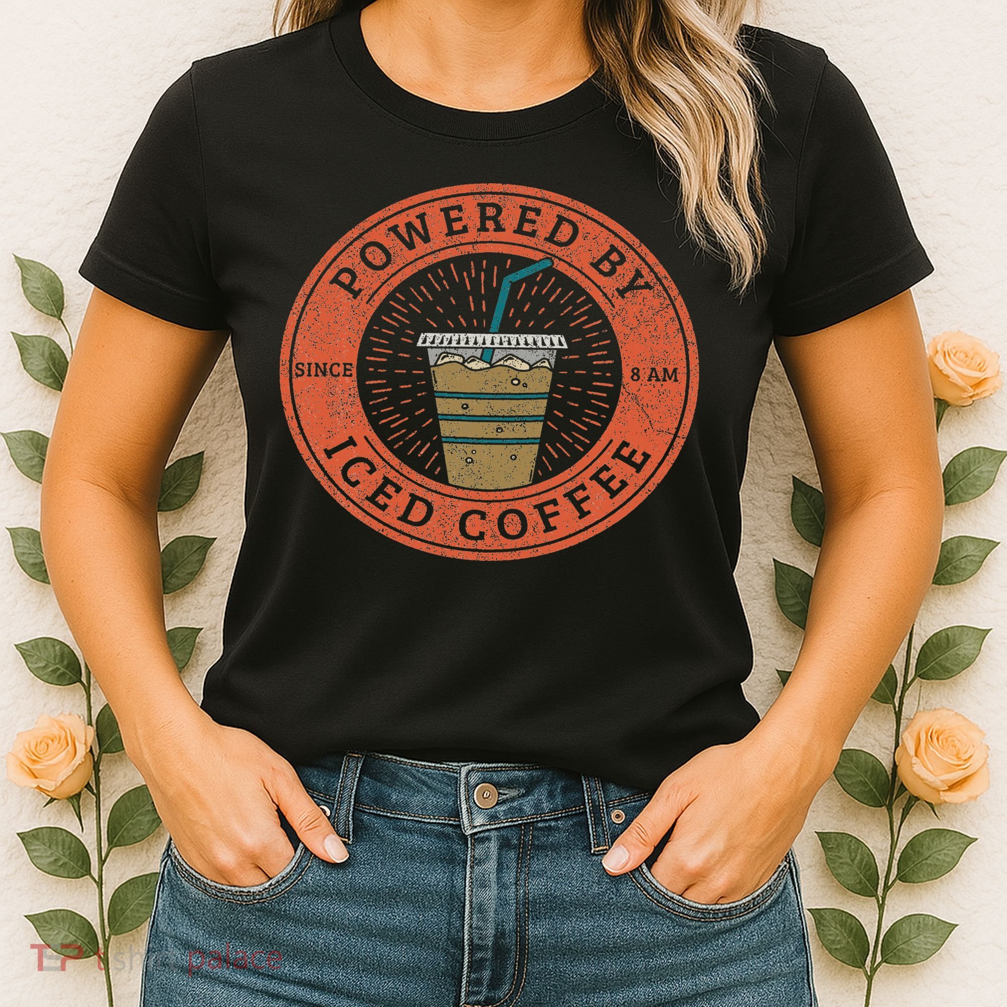 Lisa Norris Artworks Cute Powered By Iced Coffee  Women's T-Shirt