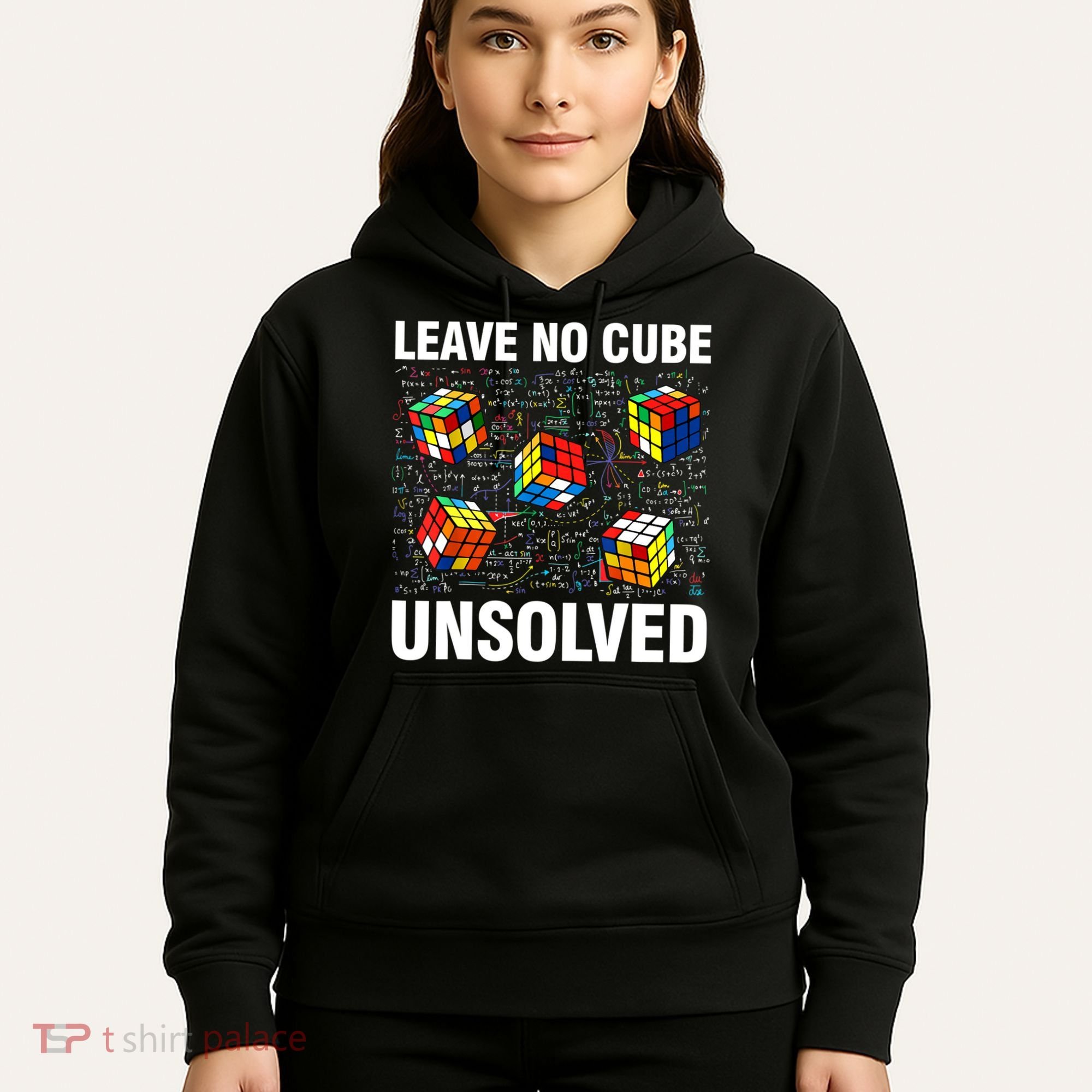 Leave No Cube Unsolved Funny Speed Cubing Math Hoodie
