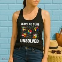 Leave No Cube Unsolved Funny Speed Cubing Math Women's Tank Top thumb 2