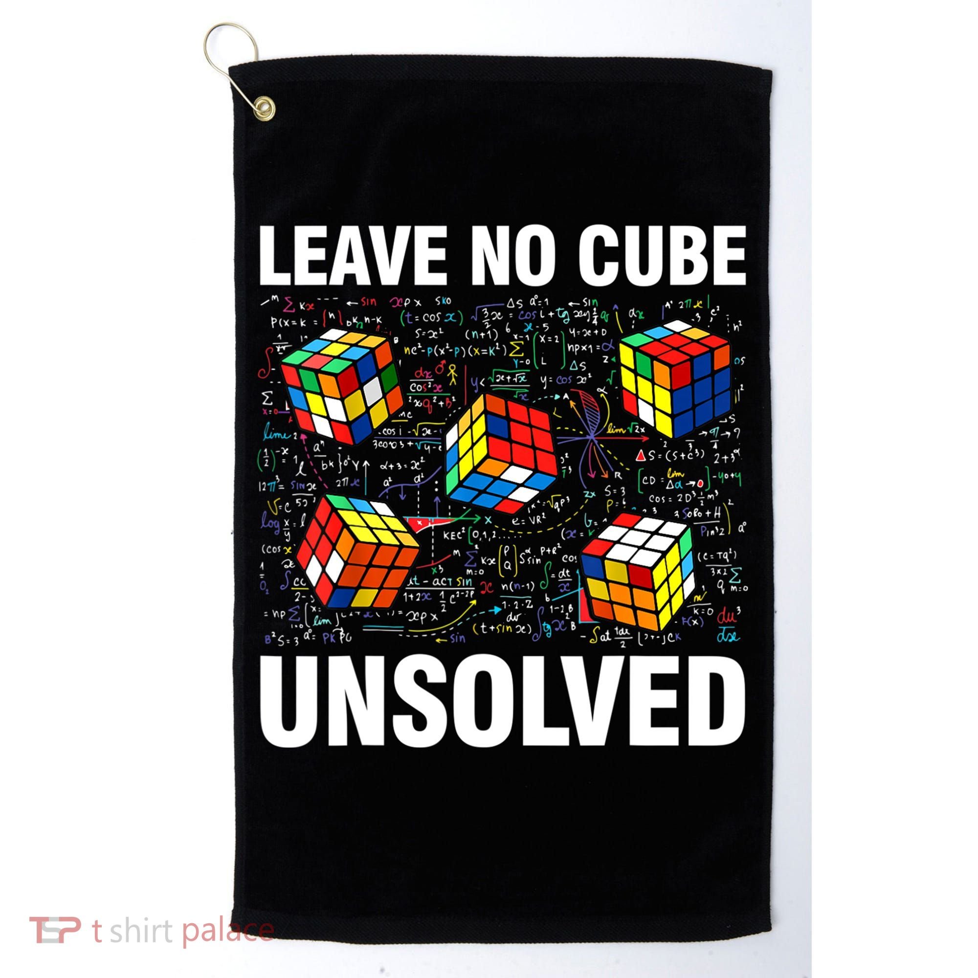 Leave No Cube Unsolved Funny Speed Cubing Math Golf Towel