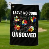 Leave No Cube Unsolved Funny Speed Cubing Math Golf Towel thumb 1