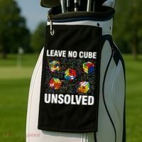 Leave No Cube Unsolved Funny Speed Cubing Math Golf Towel thumb 2