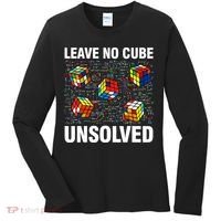 Leave No Cube Unsolved Funny Speed Cubing Math Women's Long Sleeve Shirt thumb 0