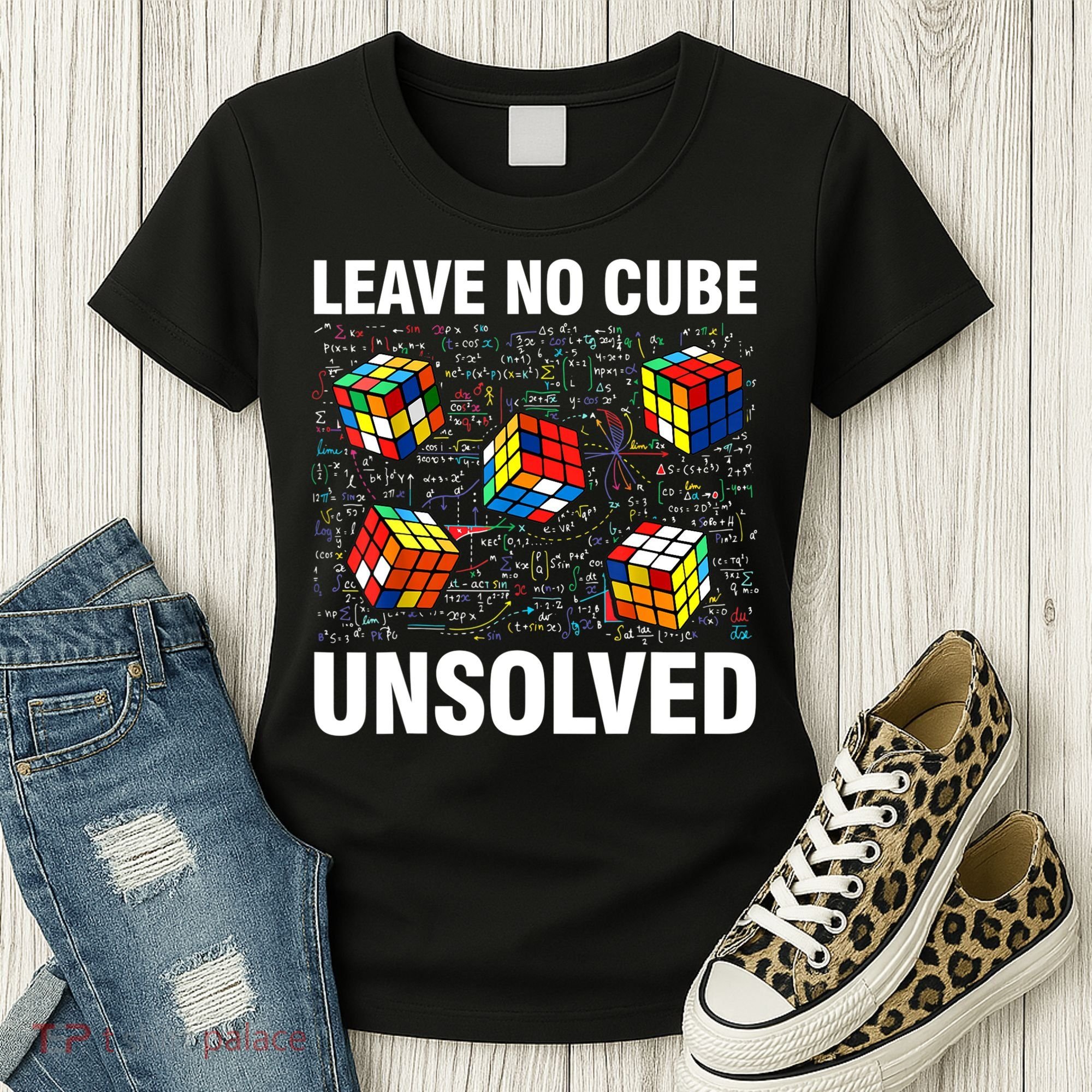 Leave No Cube Unsolved Funny Speed Cubing Math Women's T-Shirt