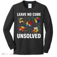 Leave No Cube Unsolved Funny Speed Cubing Math Kids Long Sleeve Shirt thumb 0