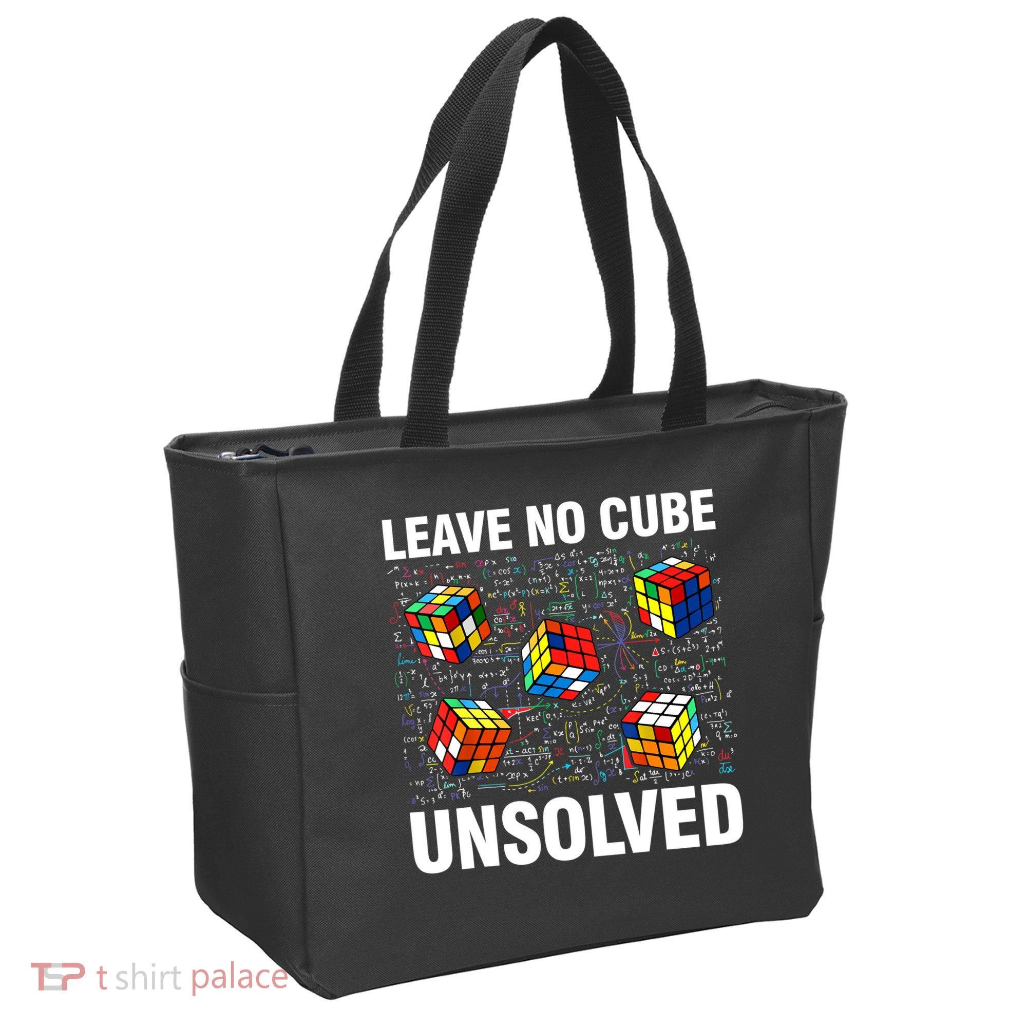 Leave No Cube Unsolved Funny Speed Cubing Math Tote Bag