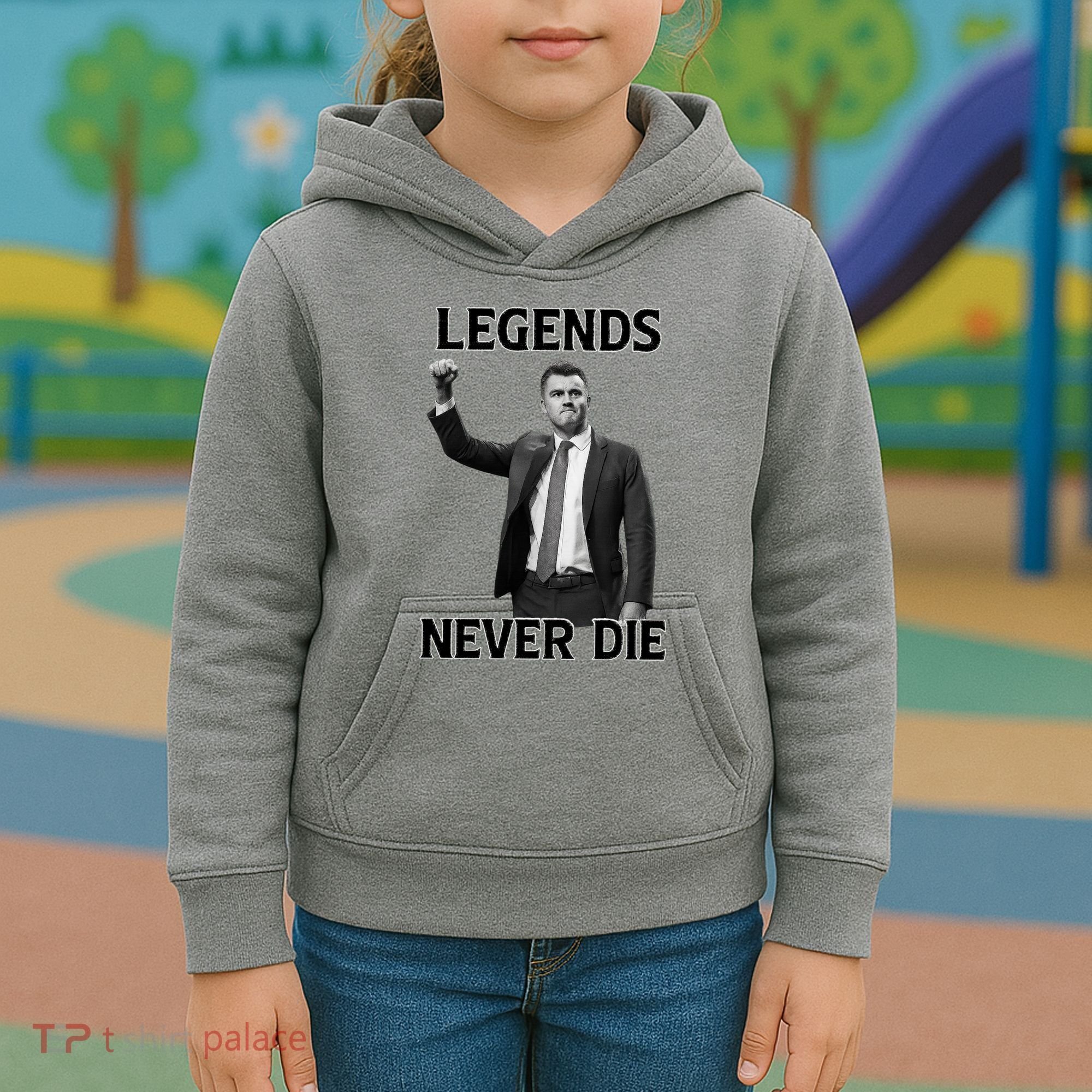 Legends Never Die Charlie Kirk Memorial Tribute Kids Hoodie