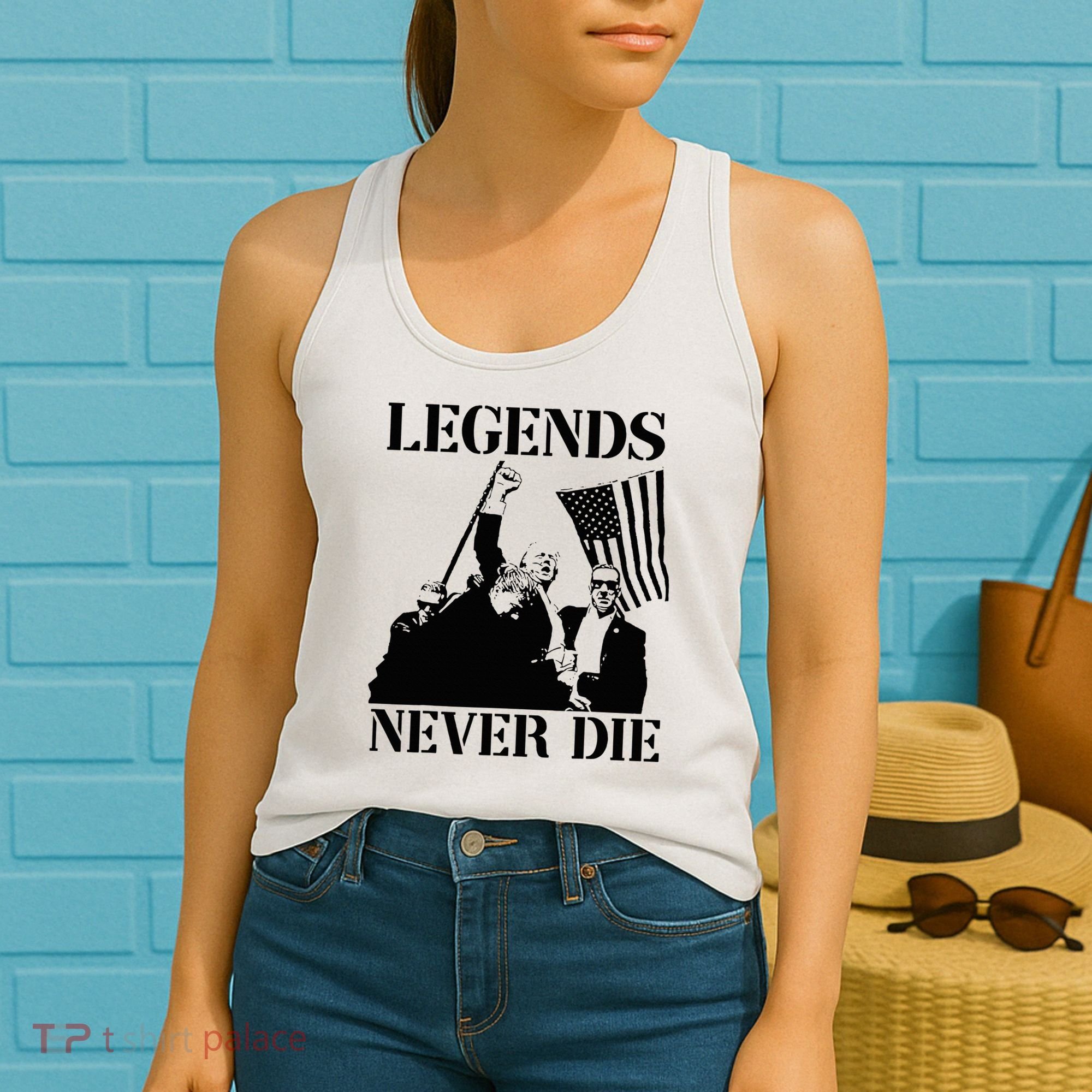 Legends Never Die Trump 2024 Pennsylvania Rally Patriot Women's Tank Top