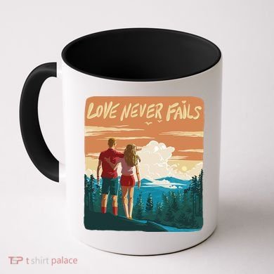 Love Never Fails Sunset Couple Coffee Mug