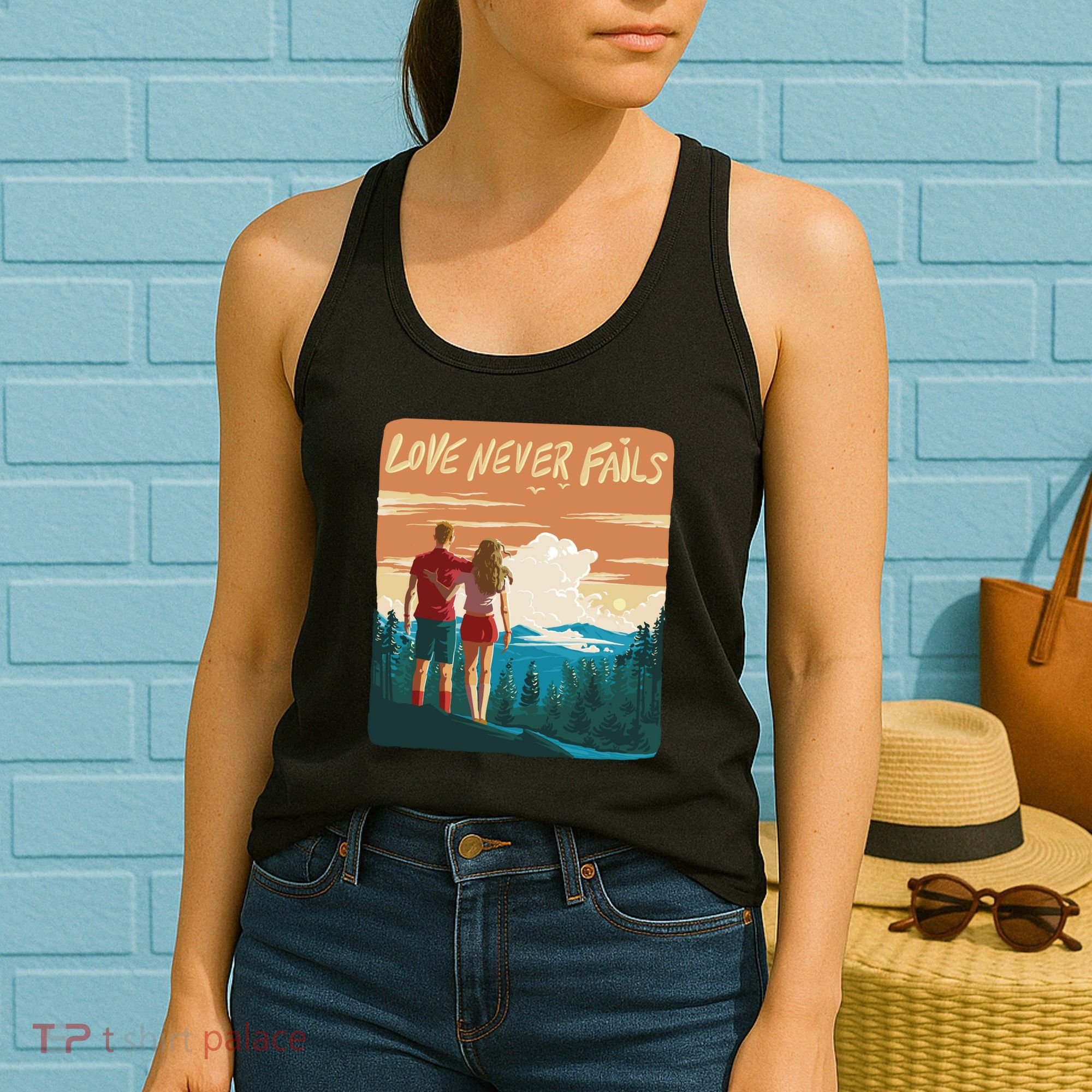 Love Never Fails Sunset Couple Women's Tank Top