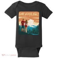 Love Never Fails Sunset Couple Baby Bodysuit thumb 0