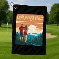 Love Never Fails Sunset Couple Golf Towel thumb 1