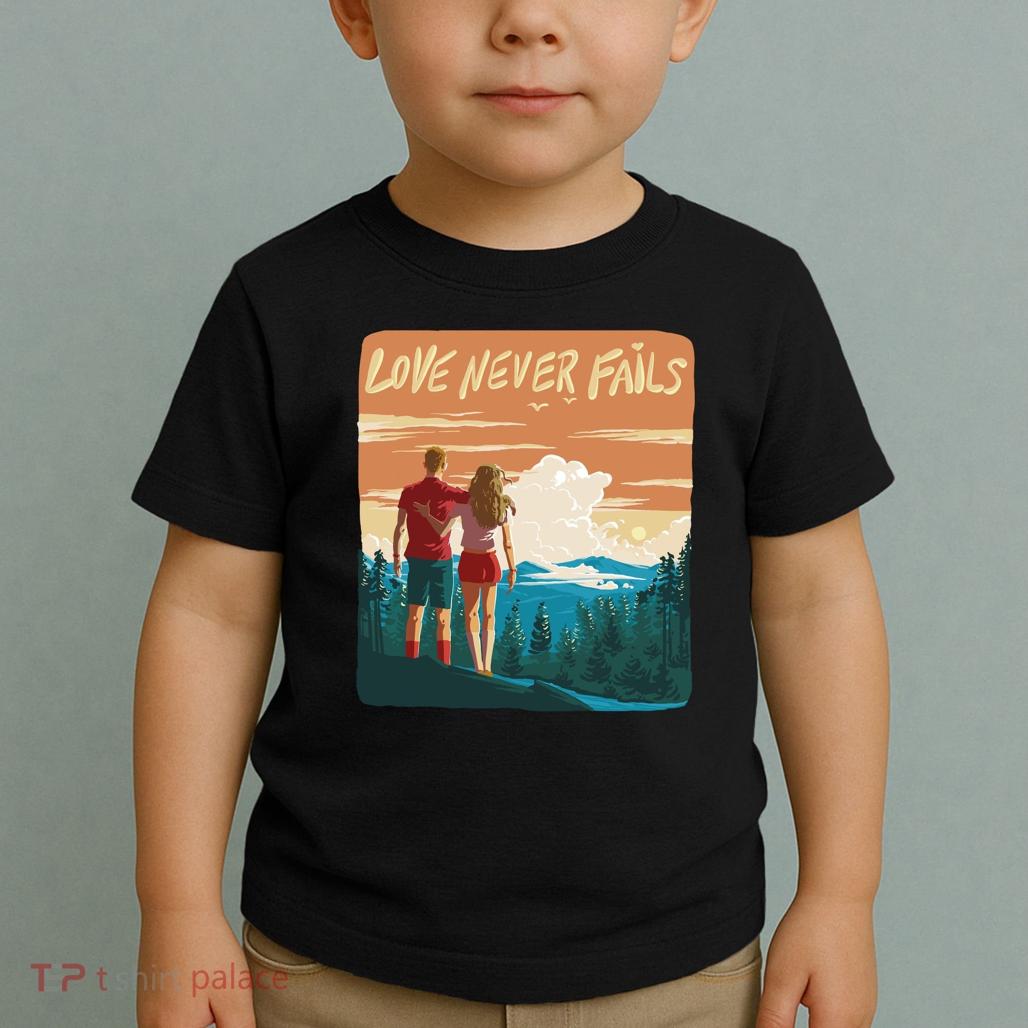 Love Never Fails Sunset Couple Toddler T-Shirt