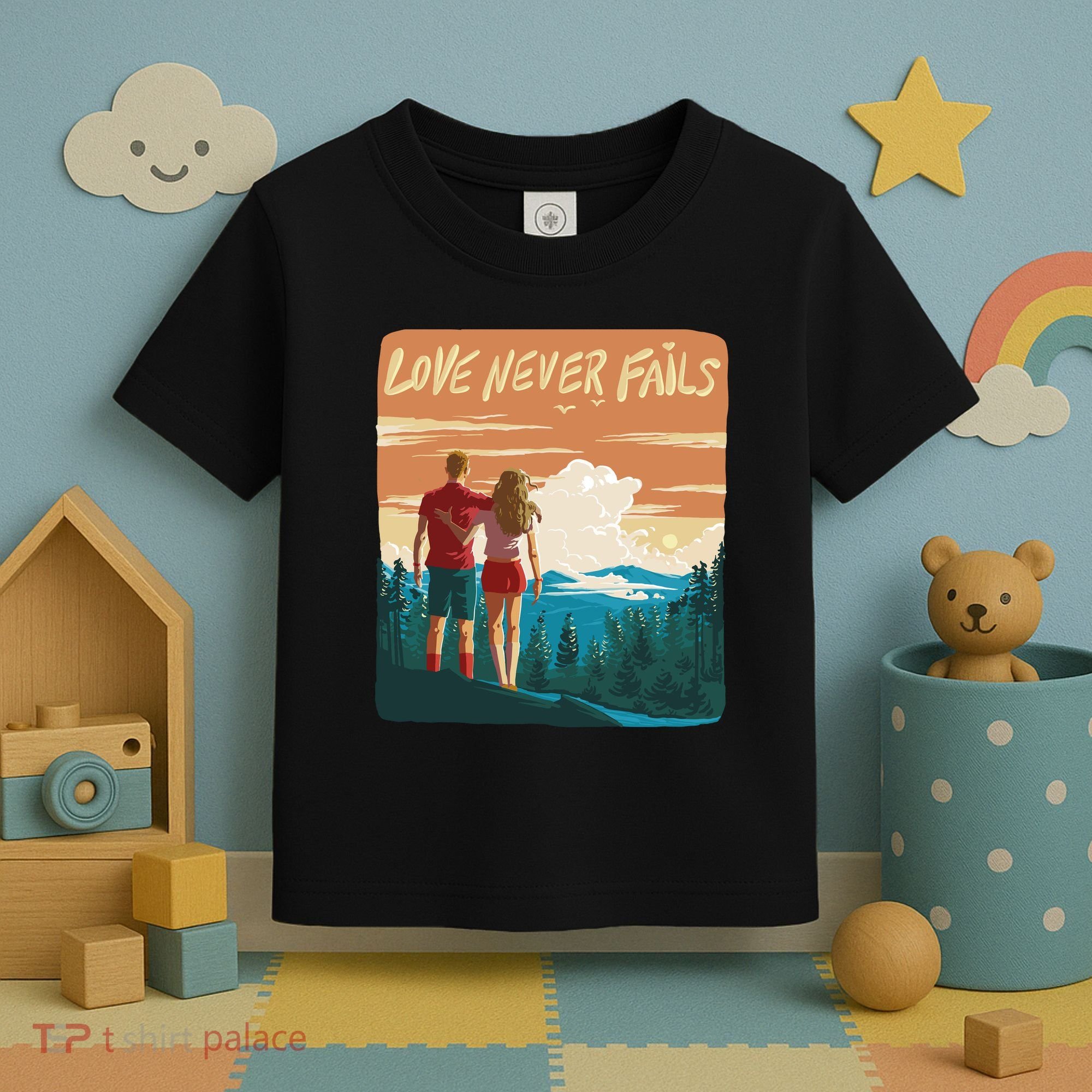Love Never Fails Sunset Couple Toddler T-Shirt