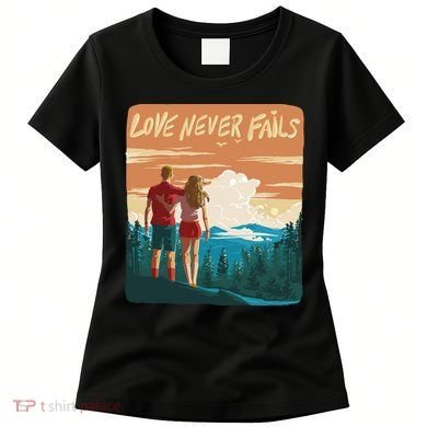 Love Never Fails Sunset Couple Women's T-Shirt