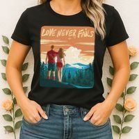 Love Never Fails Sunset Couple Women's T-Shirt thumb 2